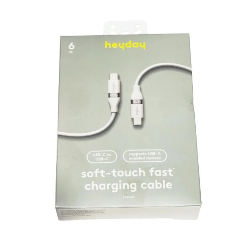 Heyday White 6' USB-C to USB-C Fast Charging Silicone Cable | Stocking Stuffer
